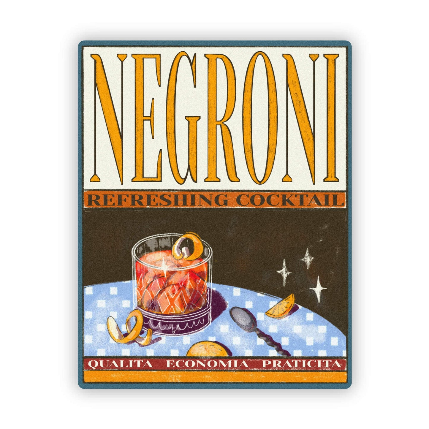 Negroni Vintage Poster Cocktail Sticker - Big Moods