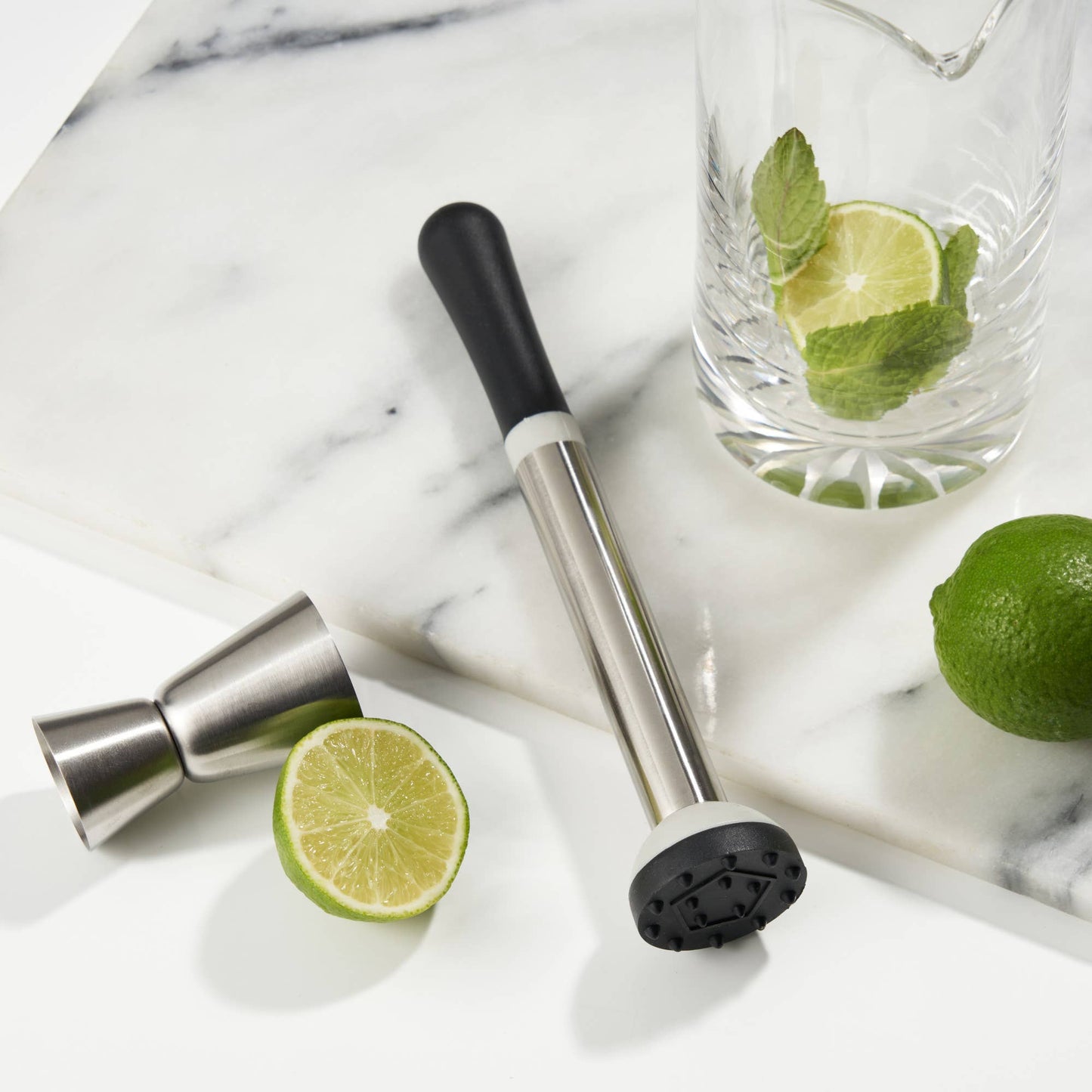 Grind Stainless Steel and Silicone Muddler w Serrated Base - TRUE