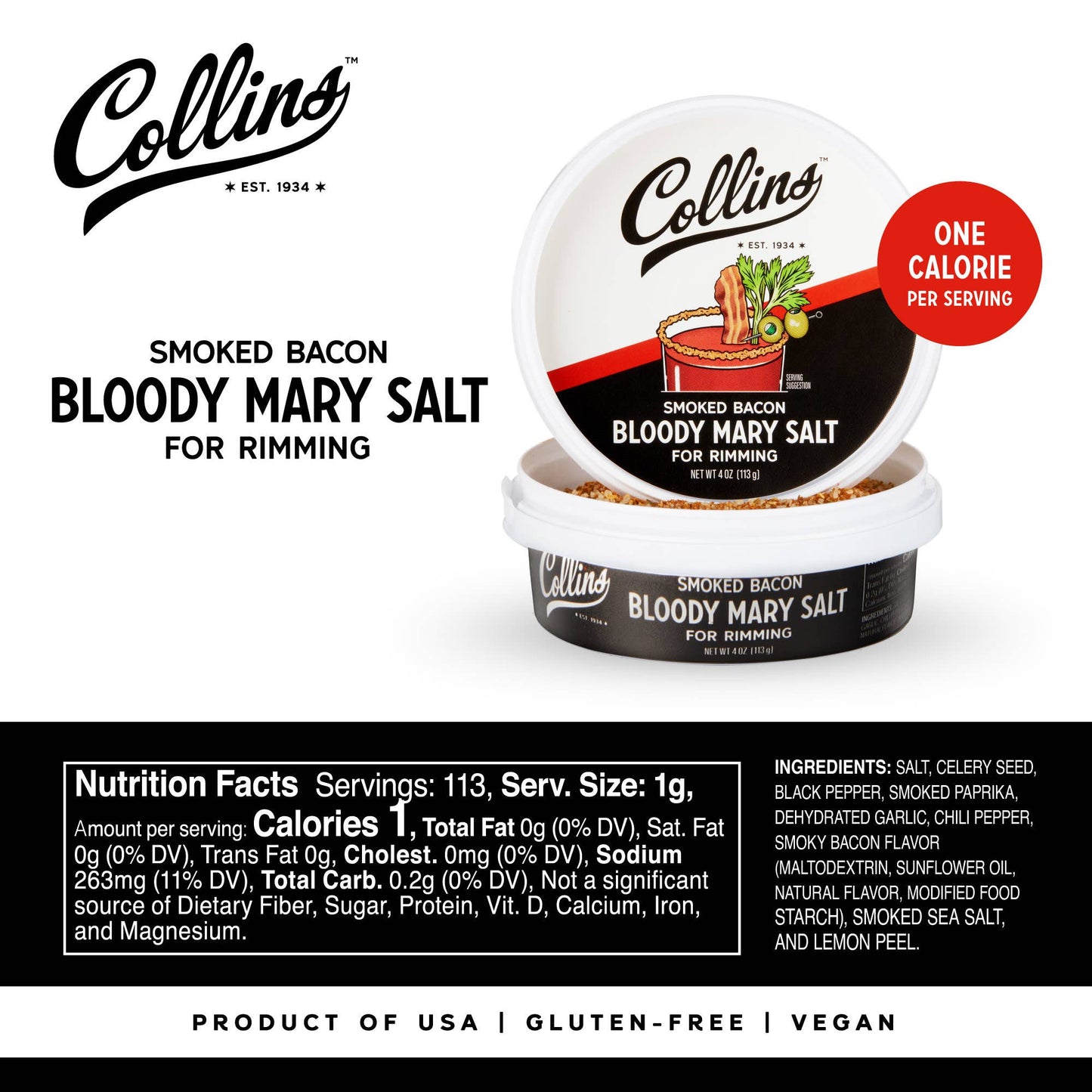 Smoked Bacon Bloody Mary Salt - Collins - 4 oz
