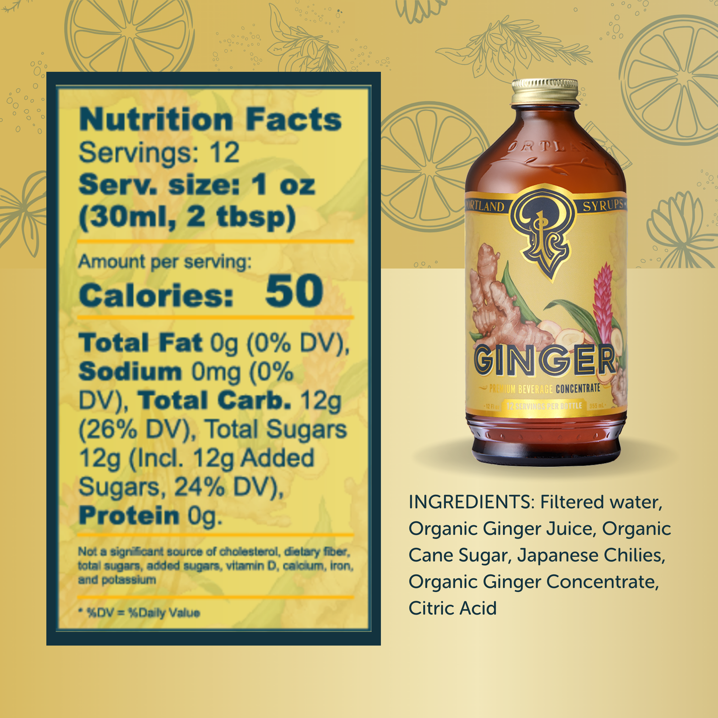 Ginger Syrup - Portland Syrups - 12oz