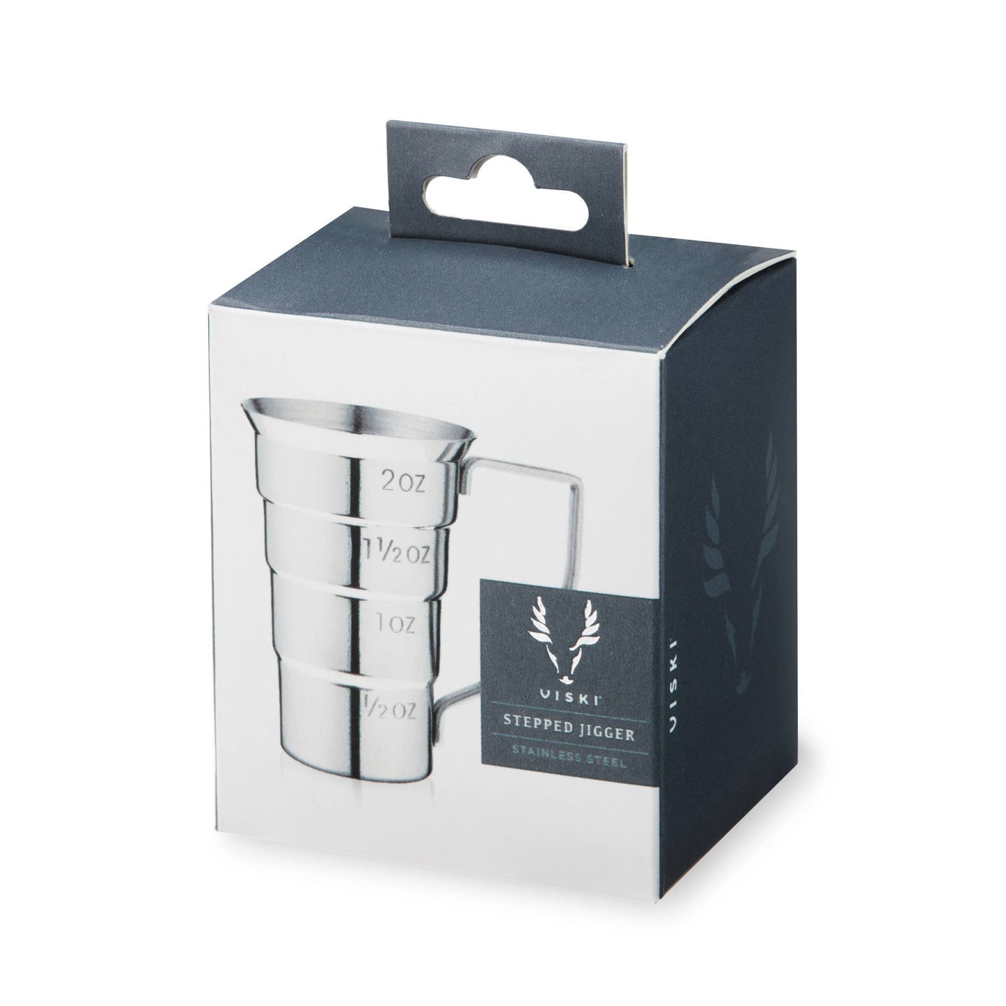 Harrison Polished Stainless Steel Stepped Jigger with Handle - Viski