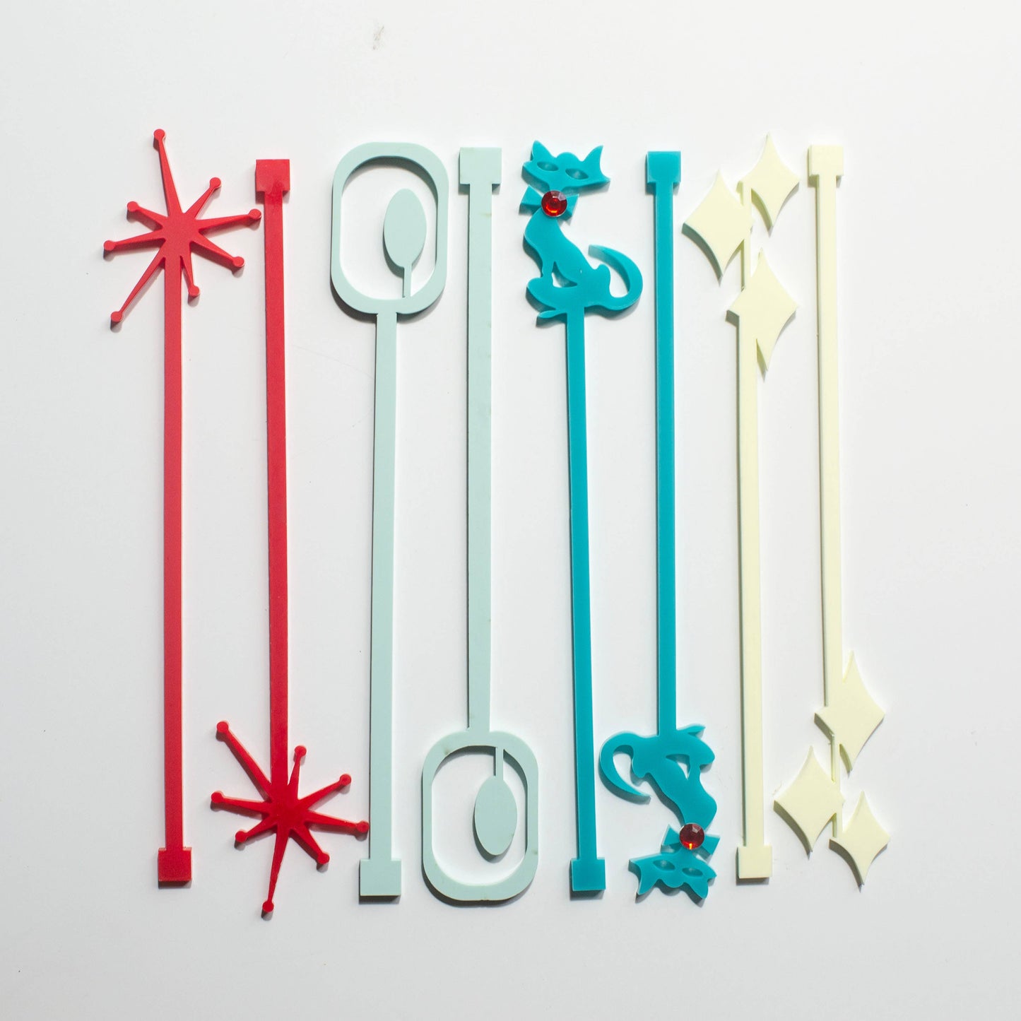 Mid Century Swanky Shapes Beverage Mixing Swizzle Stix - Mod Lounge Paper Company