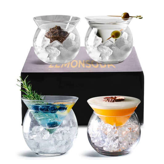 Stemless Martini Glasses with Chiller - Lemonsoda - 7oz