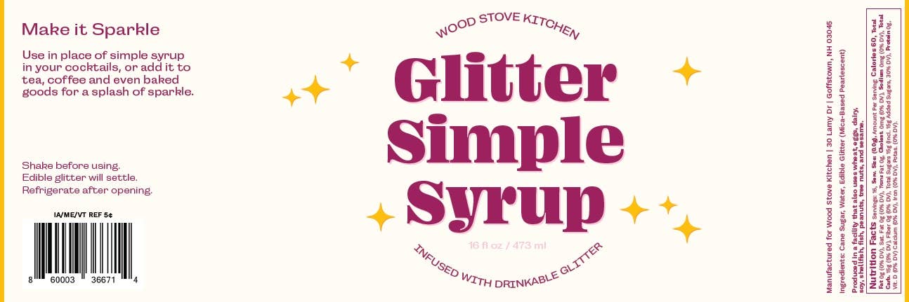 Glitter Simple Syrup with Edible Glitter - Wood Stove Kitchen - 16oz