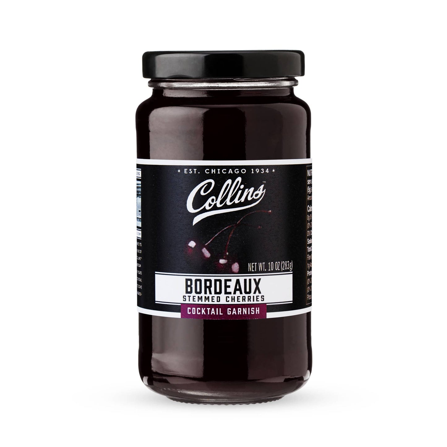 Bordeaux Stemmed Dark Cherries Cocktail Garnish - Collins - 10 oz