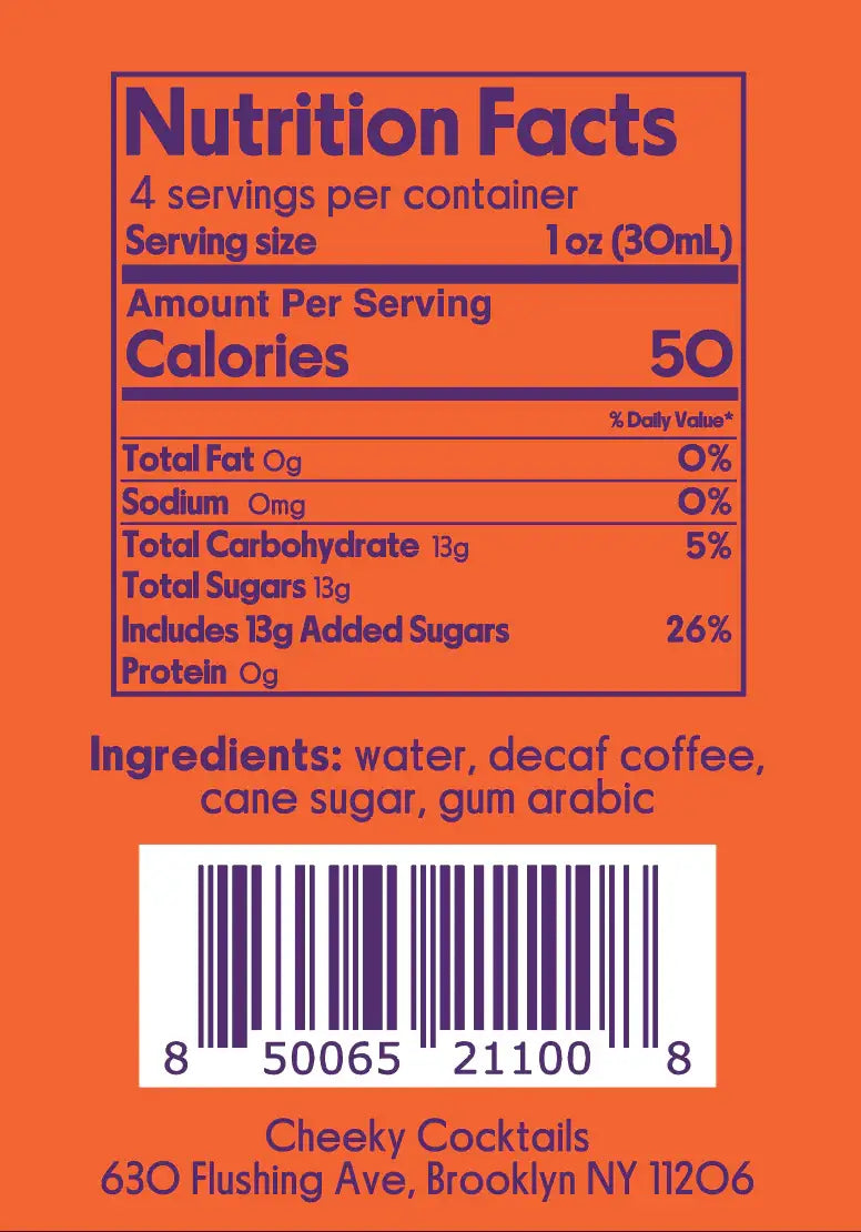 Decaf Espresso Syrup - Cheeky Cocktails - 4oz