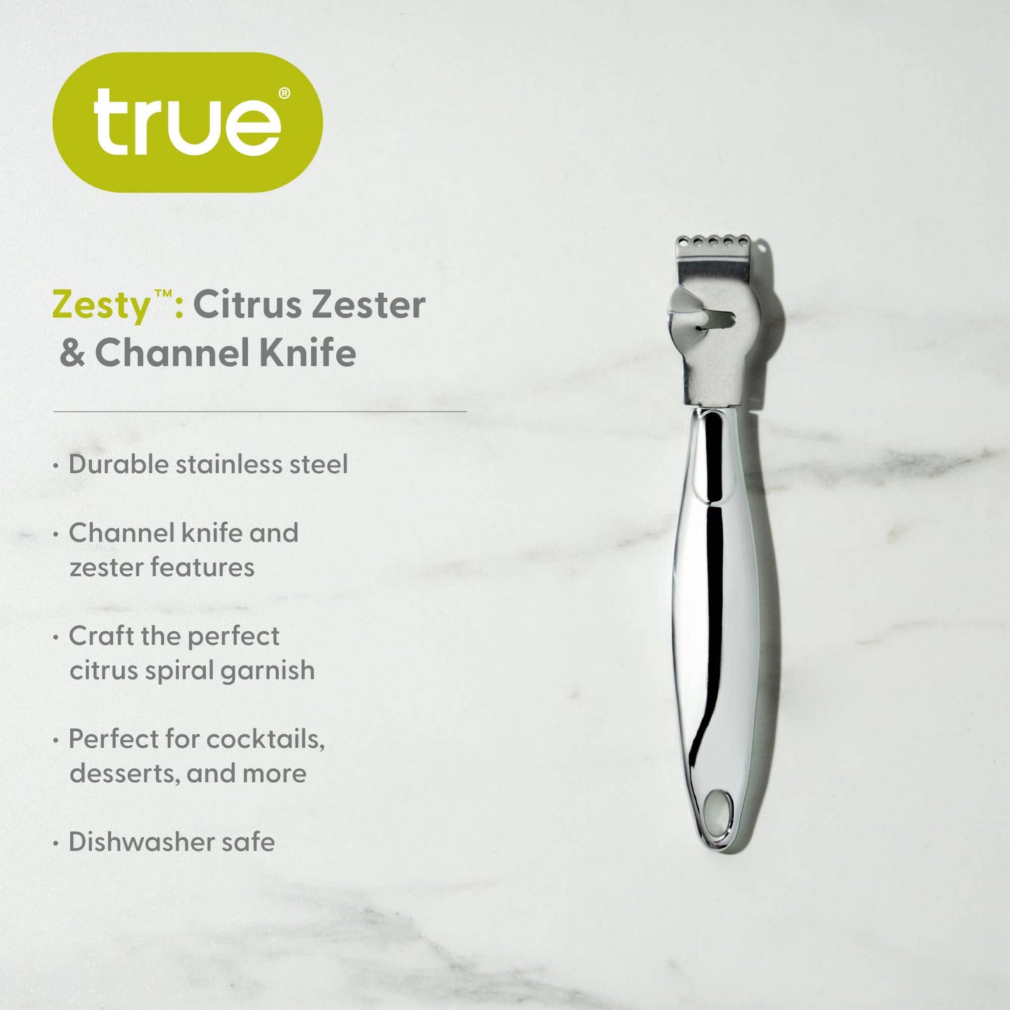 Zesty Stainless Steel Citrus Zester & Knife - TRUE